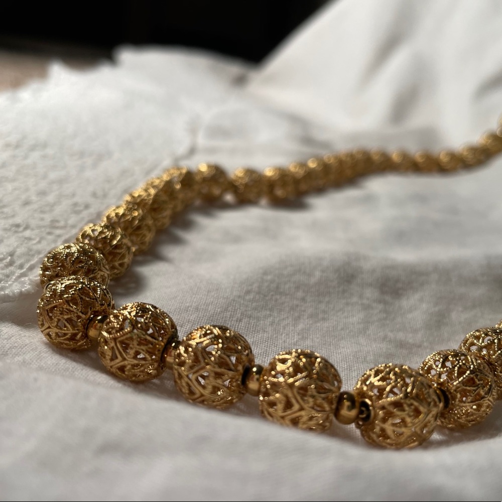 Vintage Monet 24” Gold Beaded Necklace
